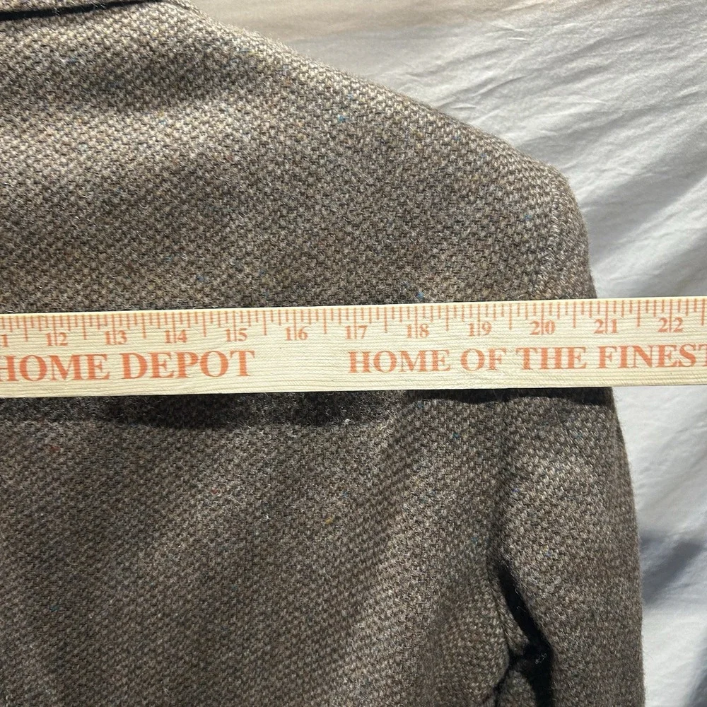 Vintage Stafford Mens 44S Lambswool Tweed Blazer Brown Elbow Patches Made in USA